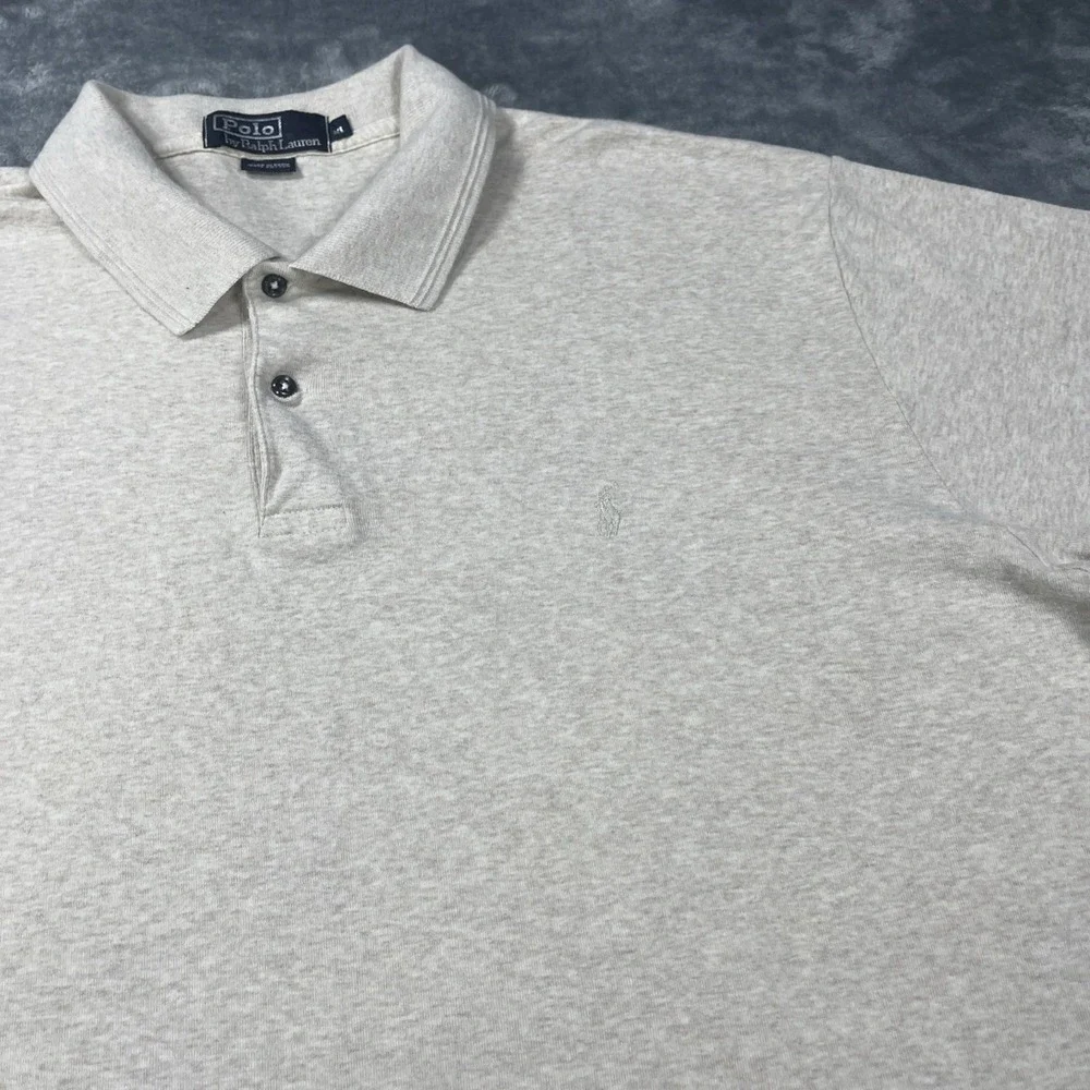 Vintage Ralph Lauren Polo Shirt Mens XL Beige‎ Pony Short Sleeve Y2K Luxury Soft